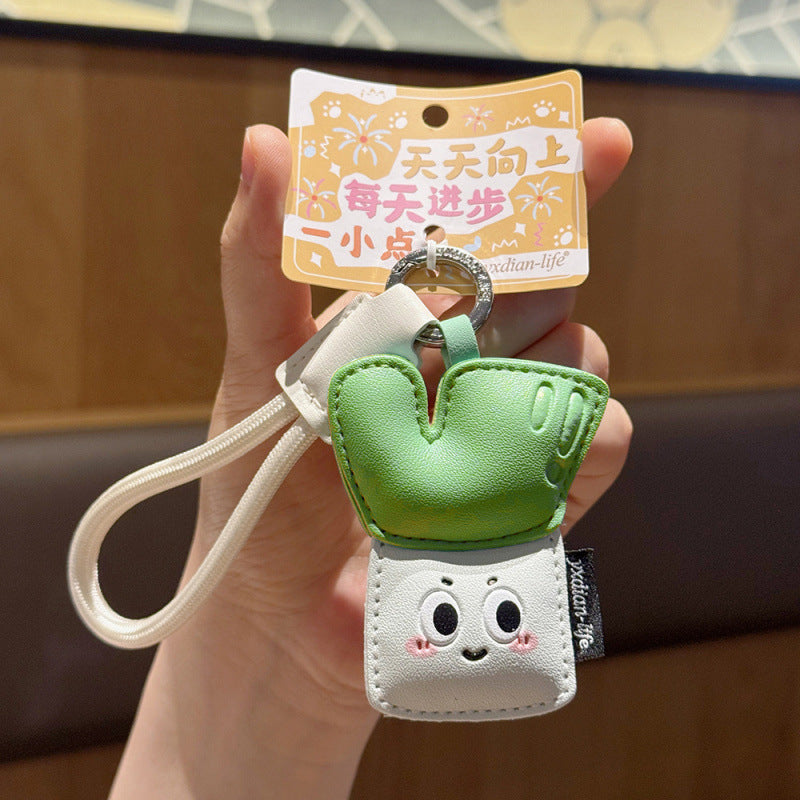 Wholesale Trendy Cartoon Mushroom And Corn Leather Keychain Pendant Cute Car Key Accessory Creative Couple Gift Boutique Resale Decor