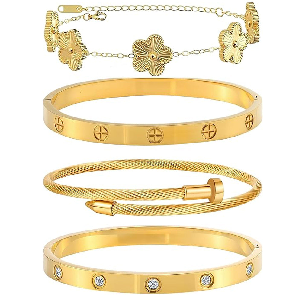 Wholesale Titanium Steel Pastoral Style Bracelet with Diamond Jewelry Accessory for Boutique Resale