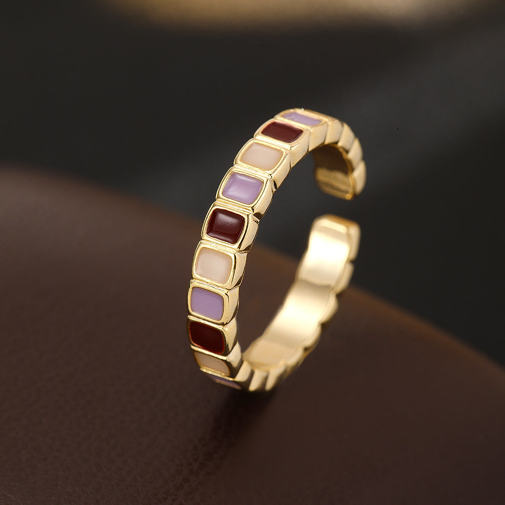 Wholesale Copper Zircon Electroplated Women S Open Ring Geometric Design Fashion Jewelry Accessory