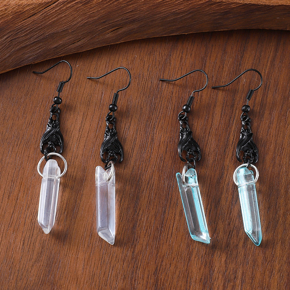 Wholesale Black Claw Hook Irregular Cylindrical Color Crystal Earrings