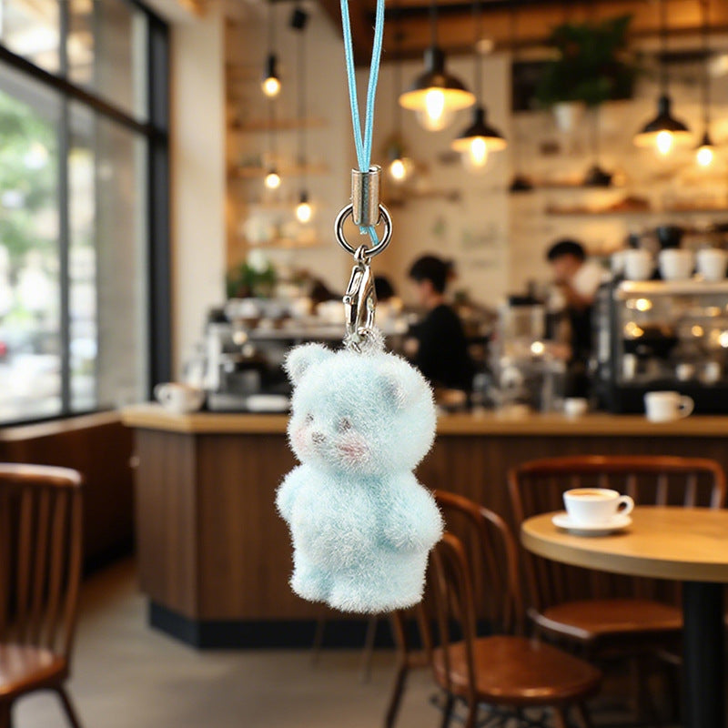 Wholesale Resin Flocking Cute Stereo Bear Keychains
