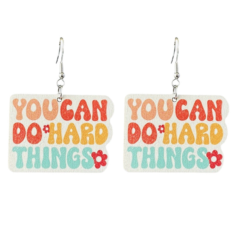 Wholesale Source Teachers Thank Zhou School for Theme Textual Wood Earrings