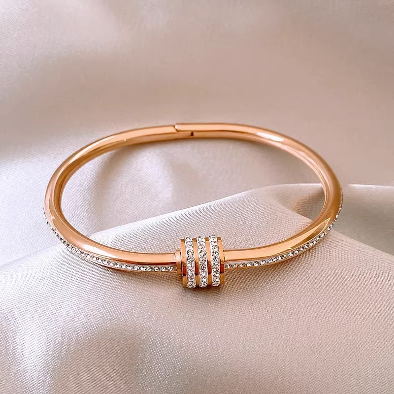 Wholesale Full Diamond Circle Titanium Steel 18K Waist Bracelet ACC-BT-YuXun004