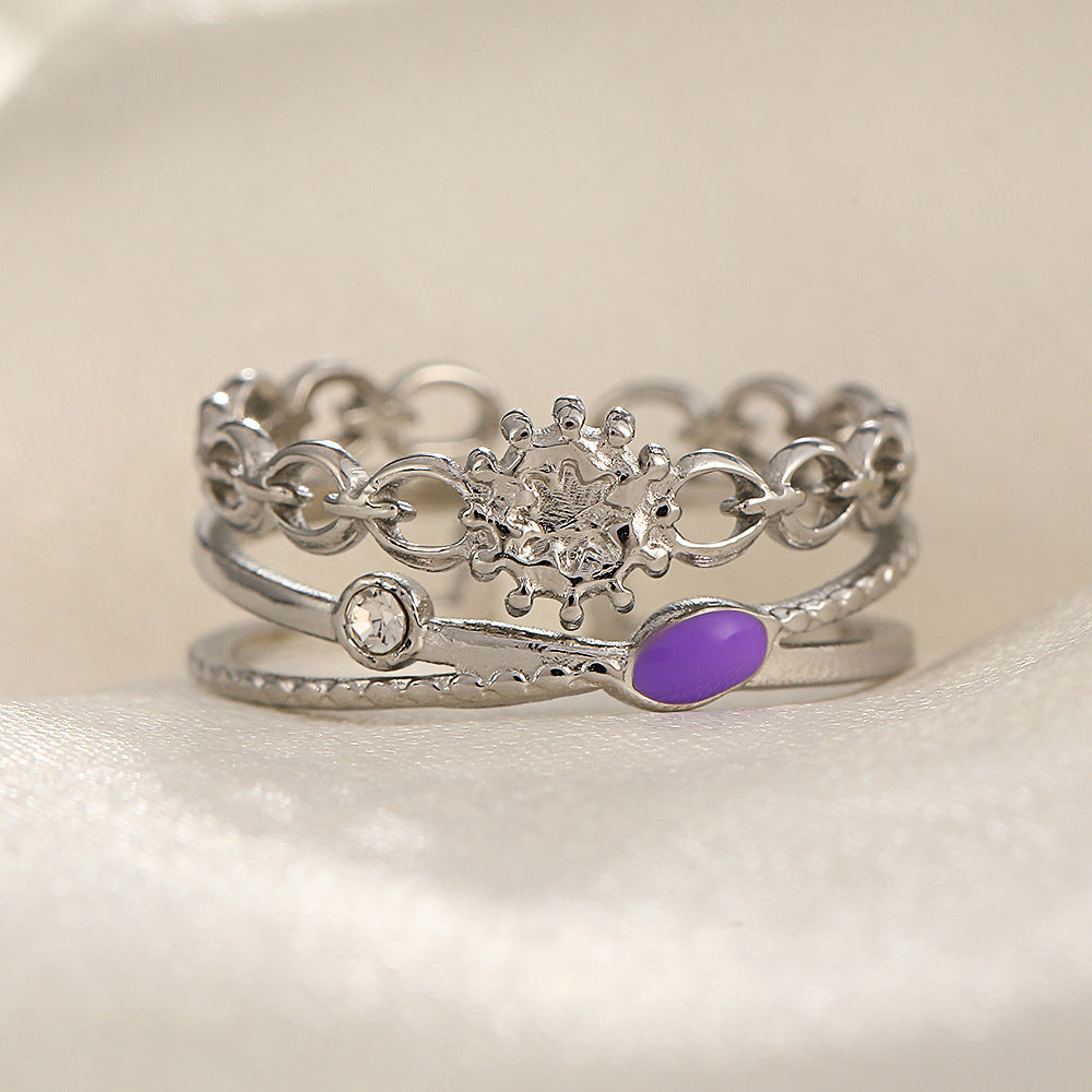 Wholesale Stainless Steel Micro Inlaid Zircon Loose Rings ACC-RS-TaiMei003