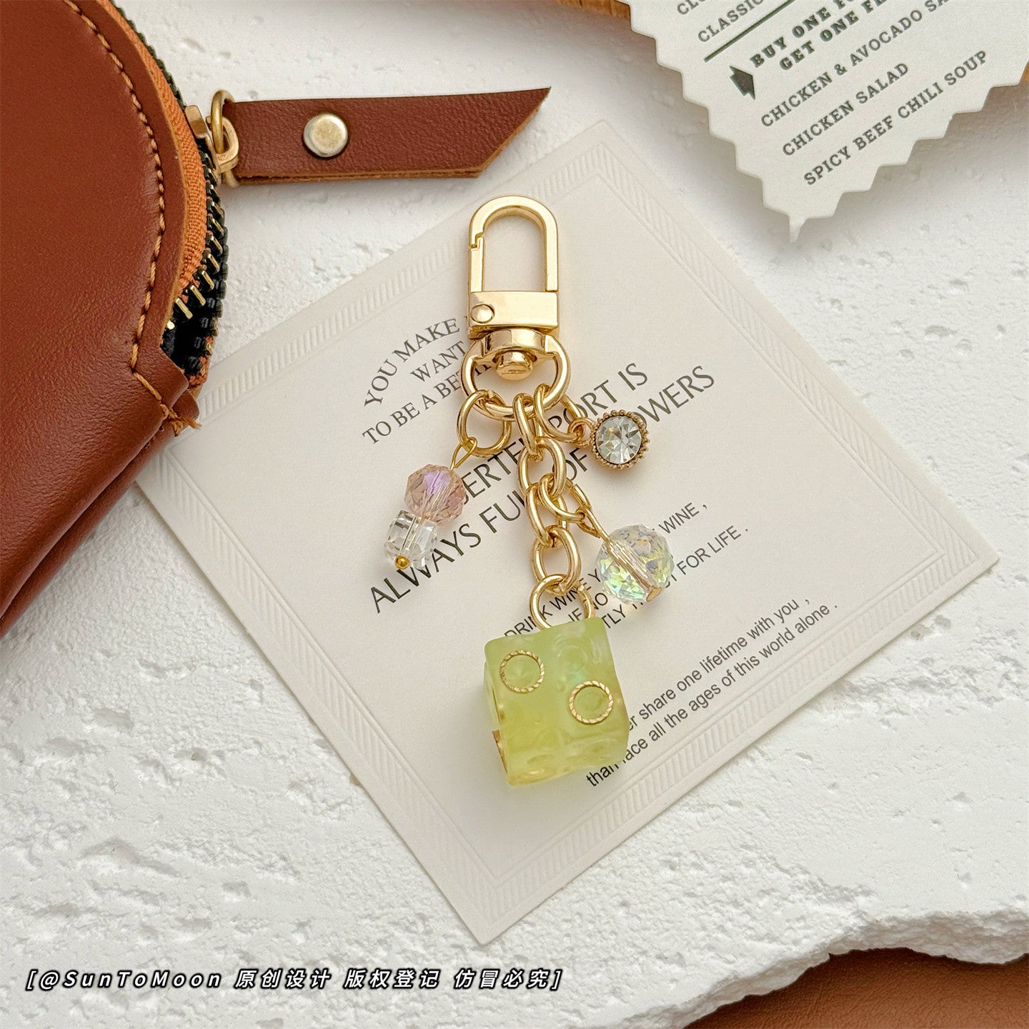 Wholesale Matte Macaron Cheese Cube Keychain Bag Charm Stylish Accessory For Girls
