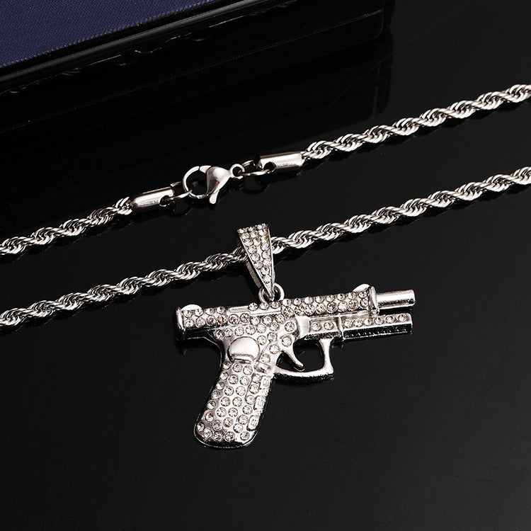 Wholesale Titanium Steel Personality Pistol Necklace
