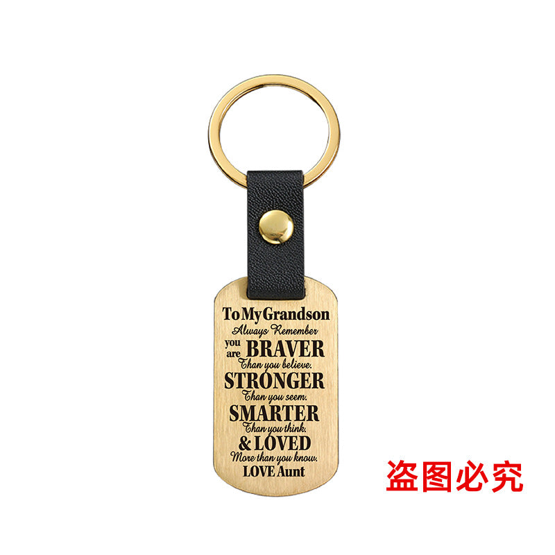 Wholesale Family Gifts Grandchildren Metal Leather Keychains ACC-KC-GangGu025