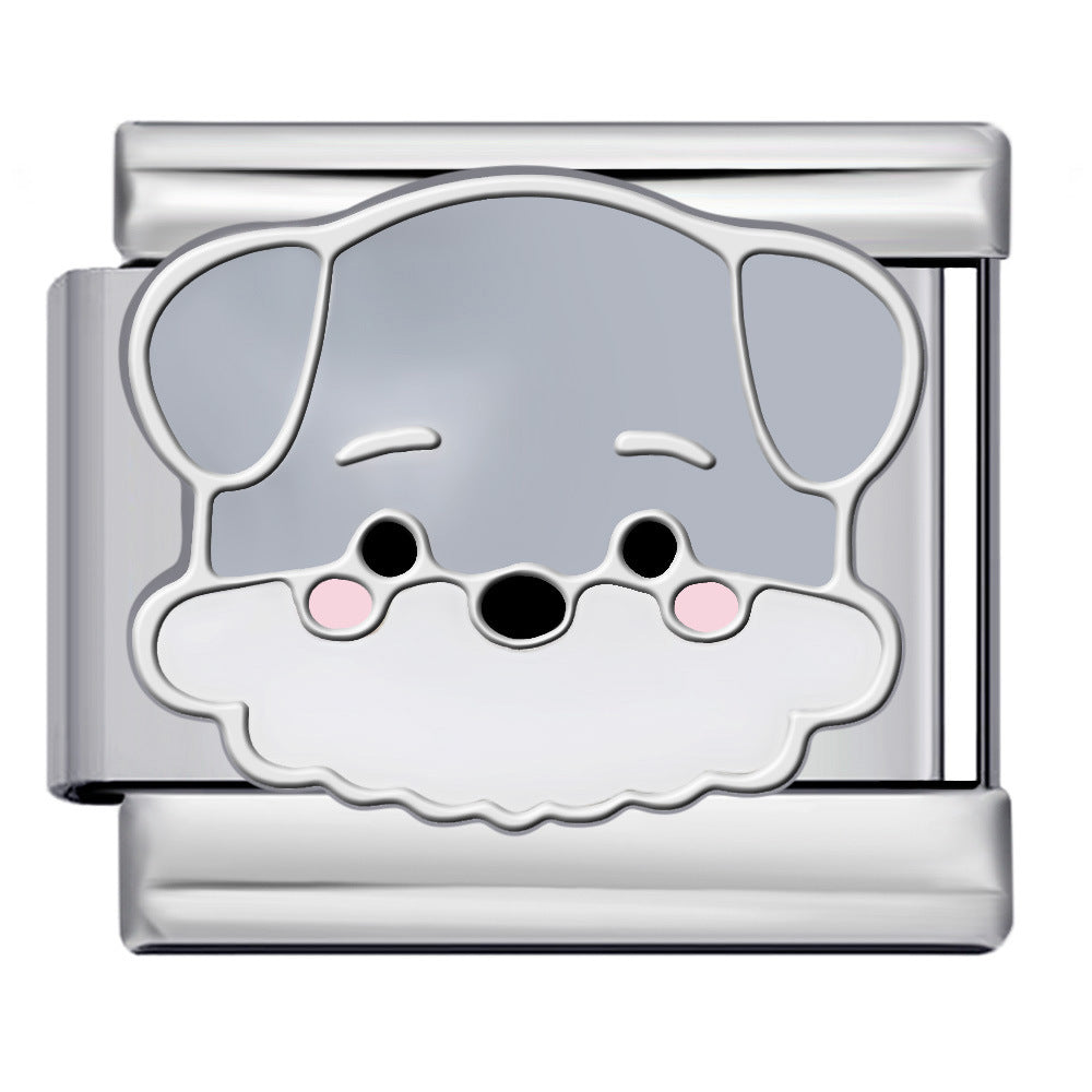 Wholesale Italian Charm Bracelet 9mm DIY Splicing Cute Cartoon Dog Stainless Steel Composable Bracelet