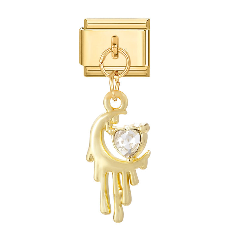 Bracelet de charme italien en gros 9 mm de bricolage d'épissage en or et en diamant blanc bracelet composable en acier inoxydable