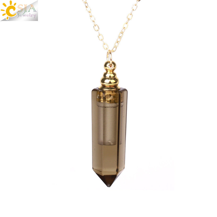 Wholesale Natural Stone Crystal Perfume Bottle Necklace ACC-NE-HuaiShe001