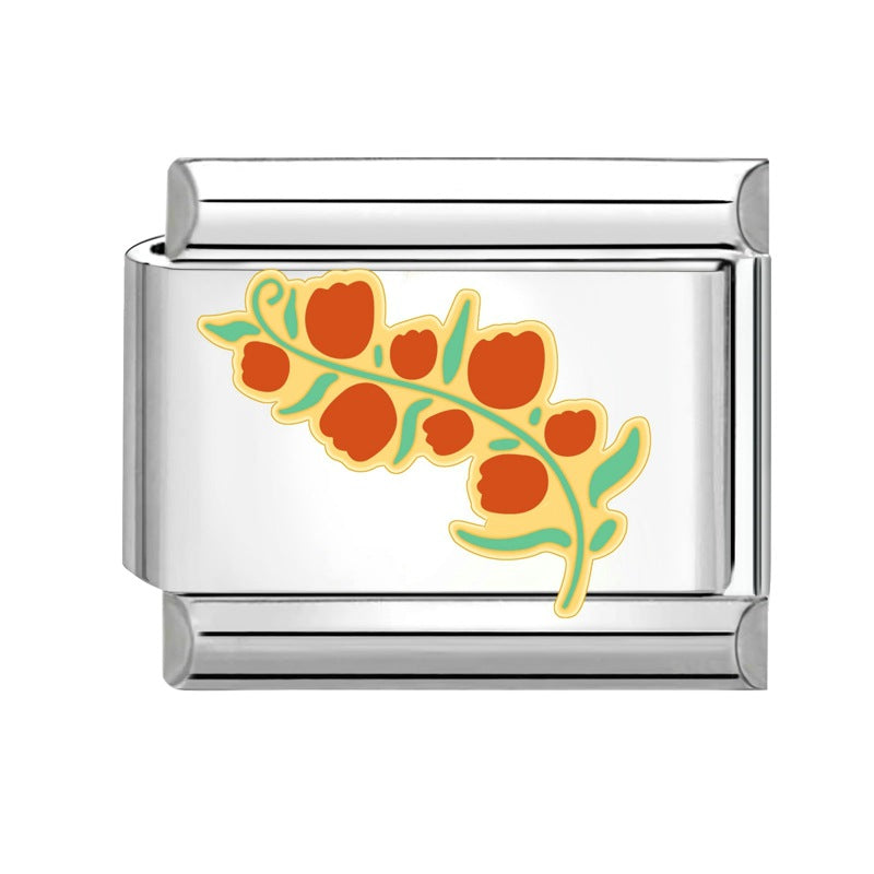 Wholesale Italian Charm Bracelet 9mm DIY Splicing Creative Flower Plant Stainless Steel Composable Bracelet