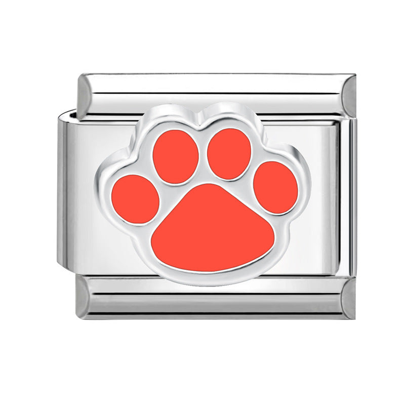 Wholesale Italian Charm Bracelet 9mm DIY Splicing Cat' s Paw Pet Stainless Steel Composable Bracelet