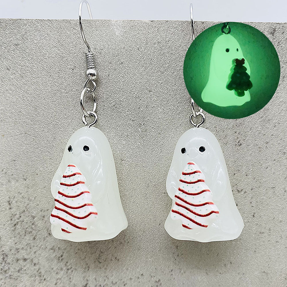 Wholesale New Christmas 3D Stereo Luminous Ghost Christmas Tree Earrings ACC-ES-ChenY103