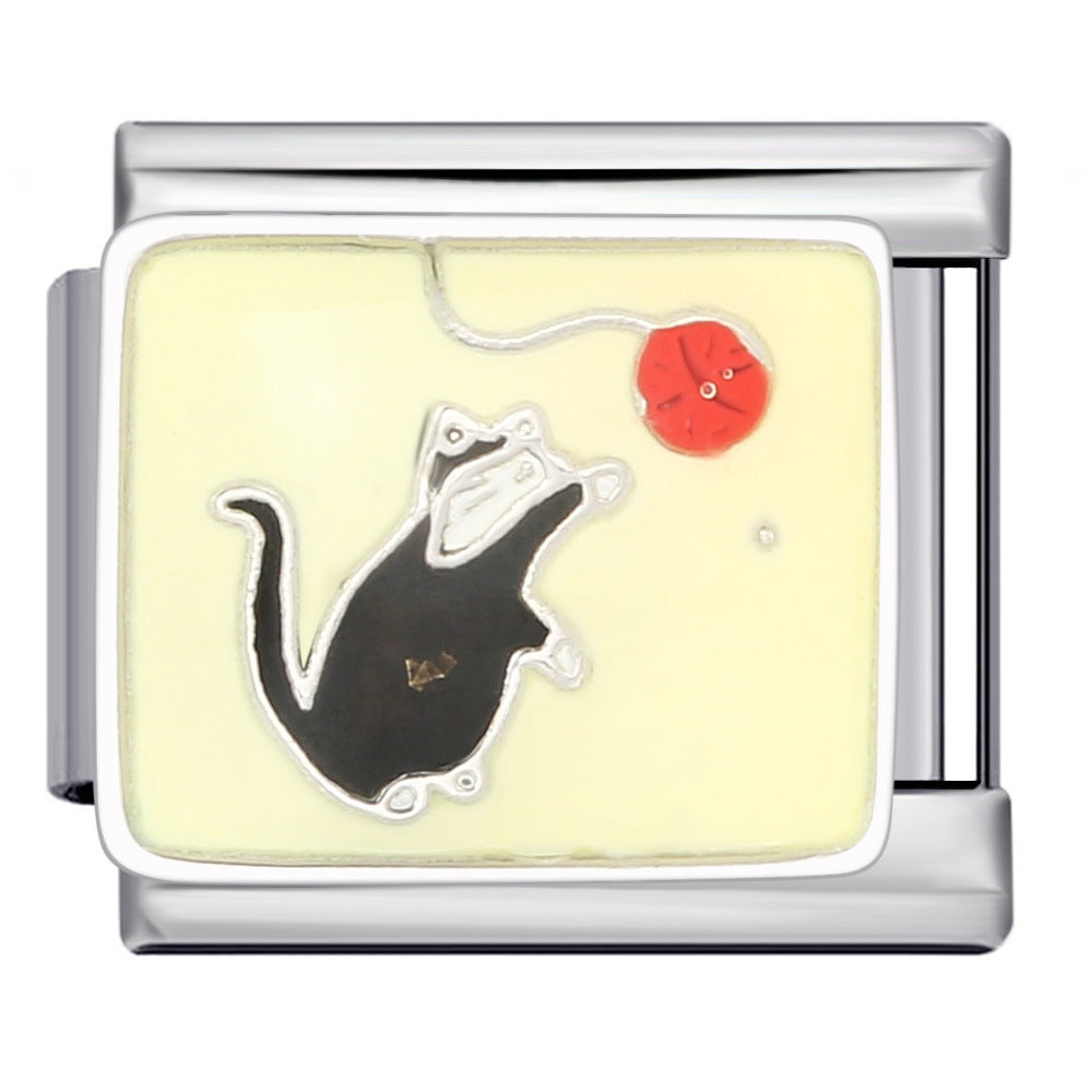 Wholesale  Italian module Pet Cat and Dog Series Titanium Steel Oil Drop Bracelet