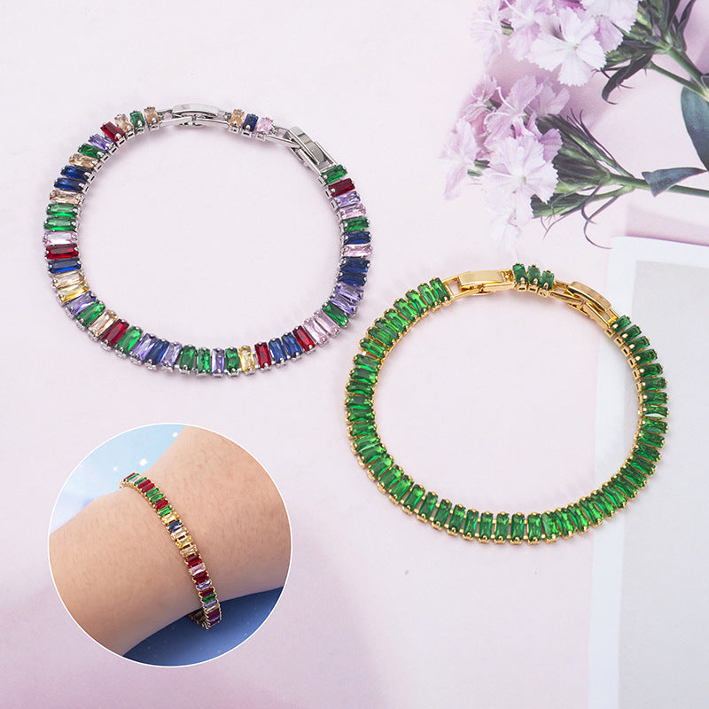 Wholesale Colorful Zircon Full Diamond Claw Chain Colorful Rice Beads Bracelet ACC-BT-Jiay003