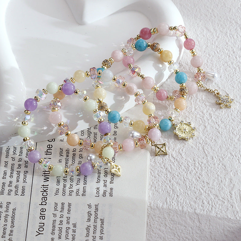 Wholesale Natural Crystal Pearl Sky-pointed Star Sunflower  Bracelet