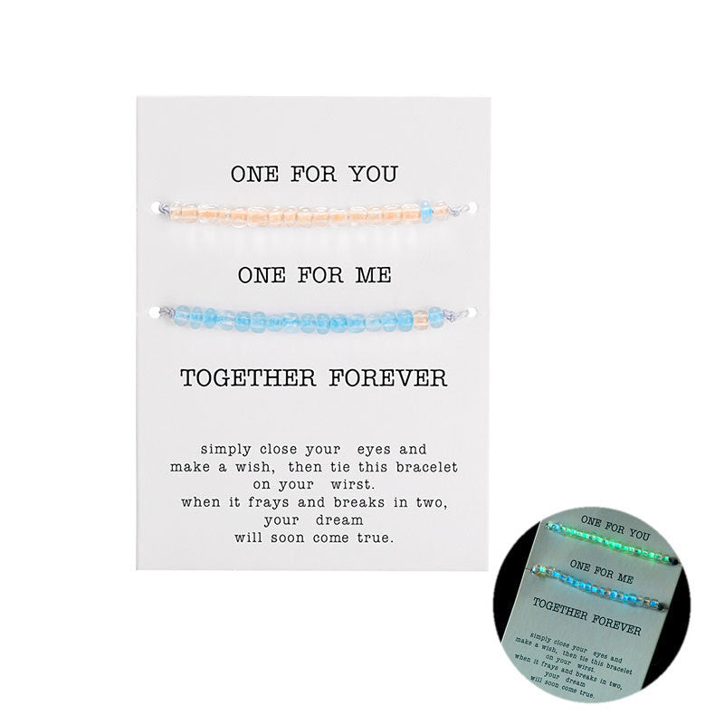 Wholesale  colorful luminous rice beads couple beaded bracelet