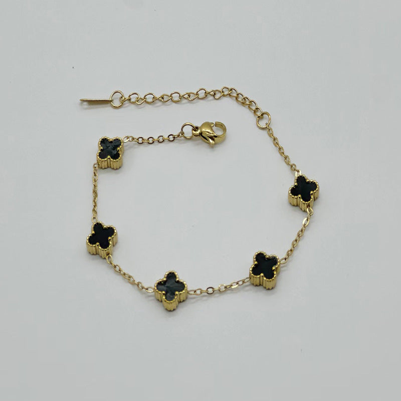 Wholesale Gold Plated Stainless Steel Four Leaf Clover Bracelet Fashion Jewelry for Women
