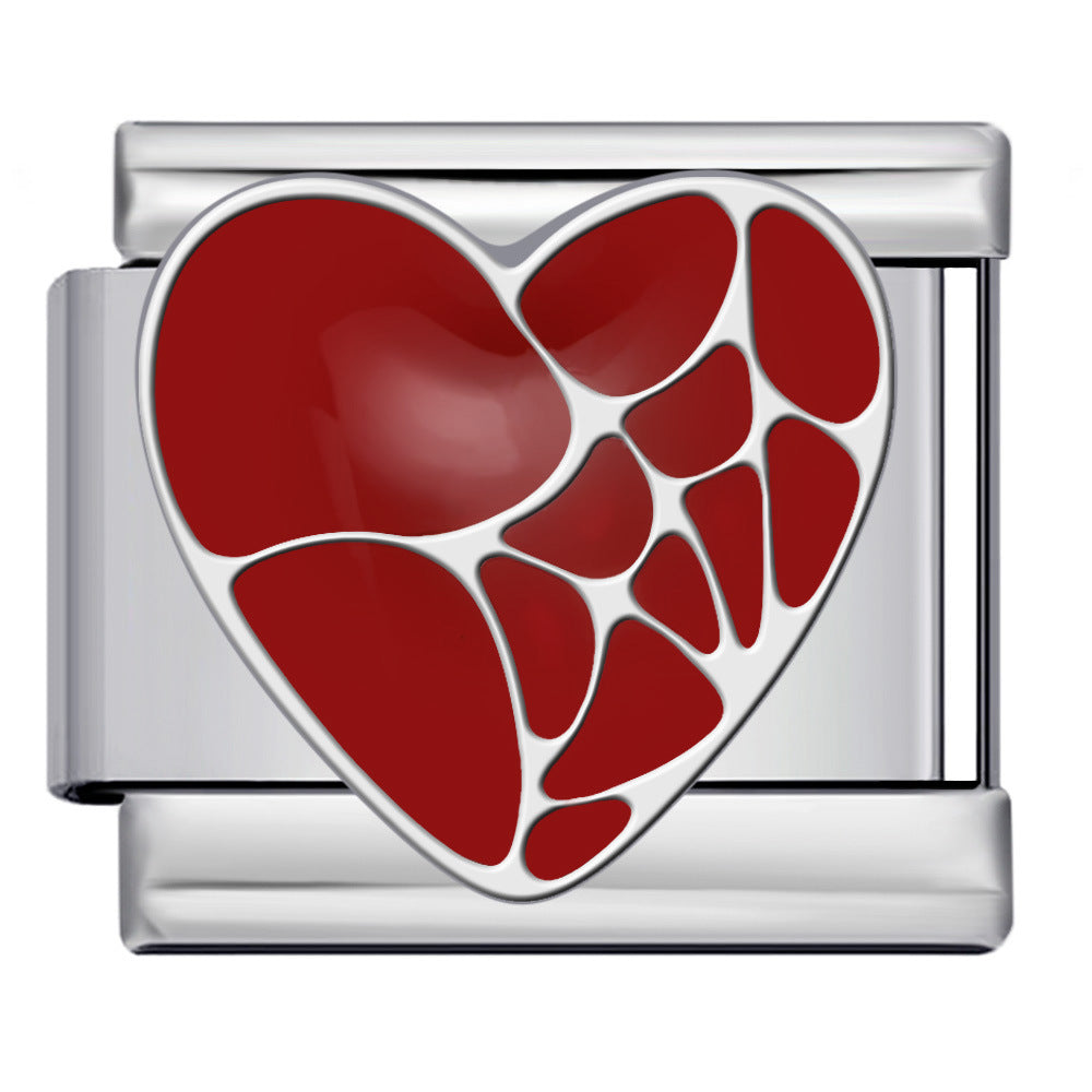 Wholesale  Italian modular  heart-shaped titanium steel  oil-dripping DIYbracelet