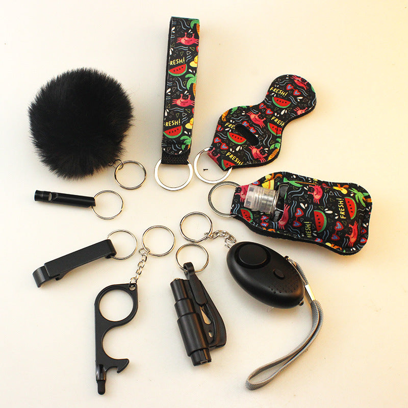 Wholesale Diving Fabric Lipstick Set Bottle Opener Hair Ball Whistle Keychain Set ACC-KC-TMS002