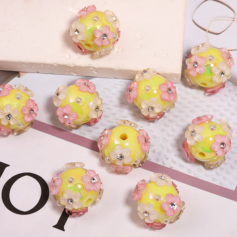 Wholesale of 5pcs Beaded Pen Accessories Pearl Flower Acrylic Beads ACC-BDS-BLG014