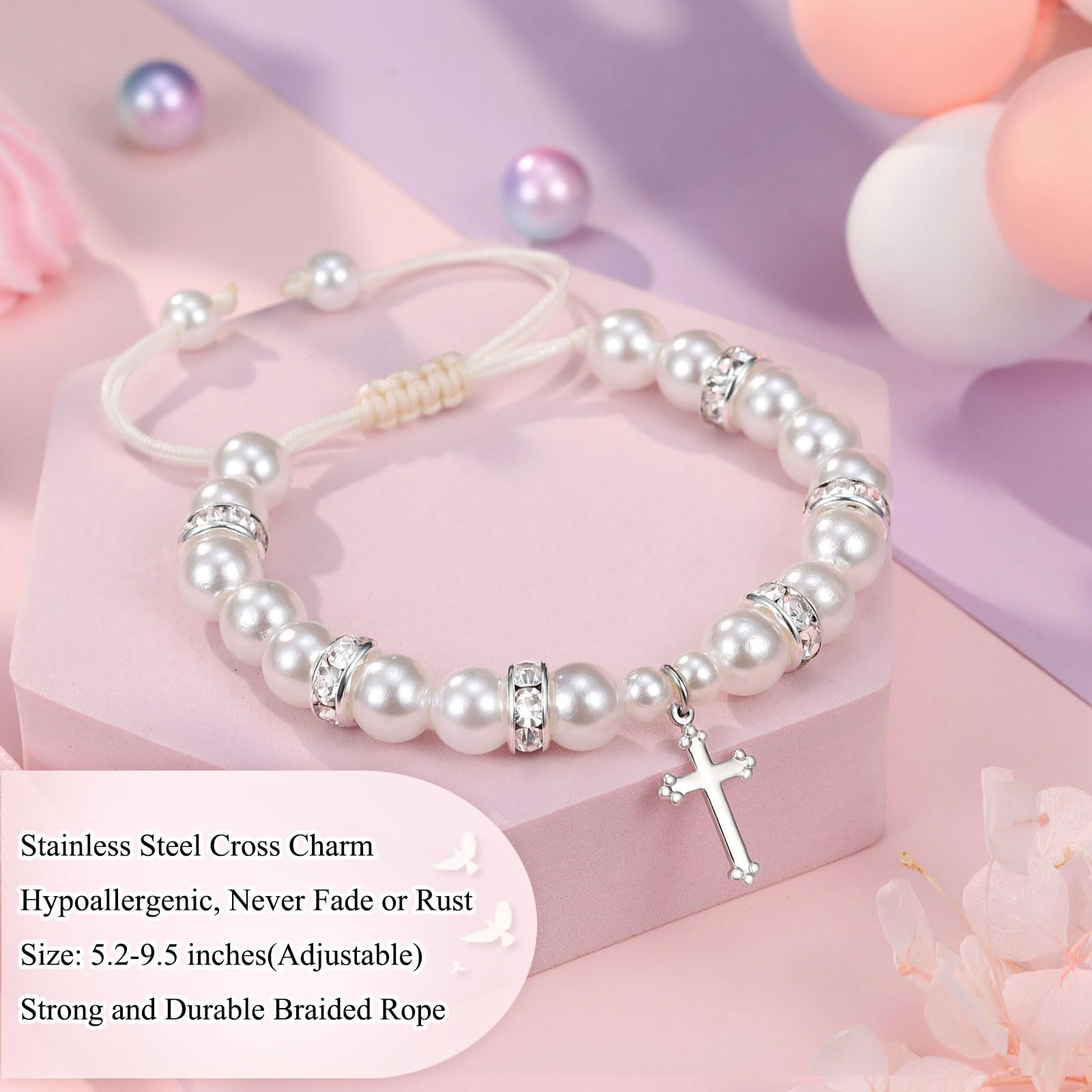 Wholesale Cross Pendant White  Diamond Bracelet