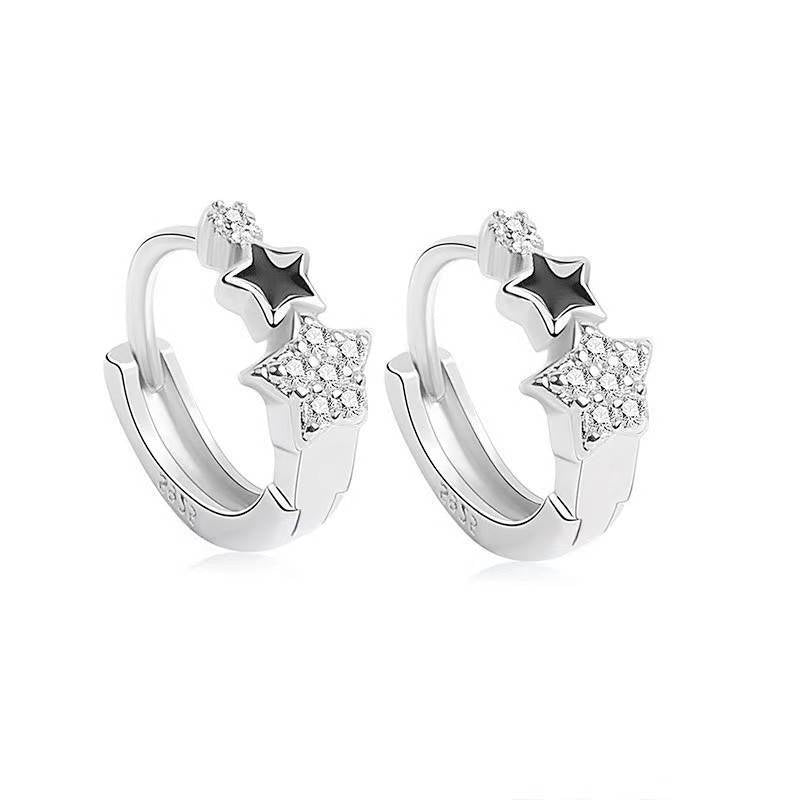 Wholesale Black star earrings with diamonds