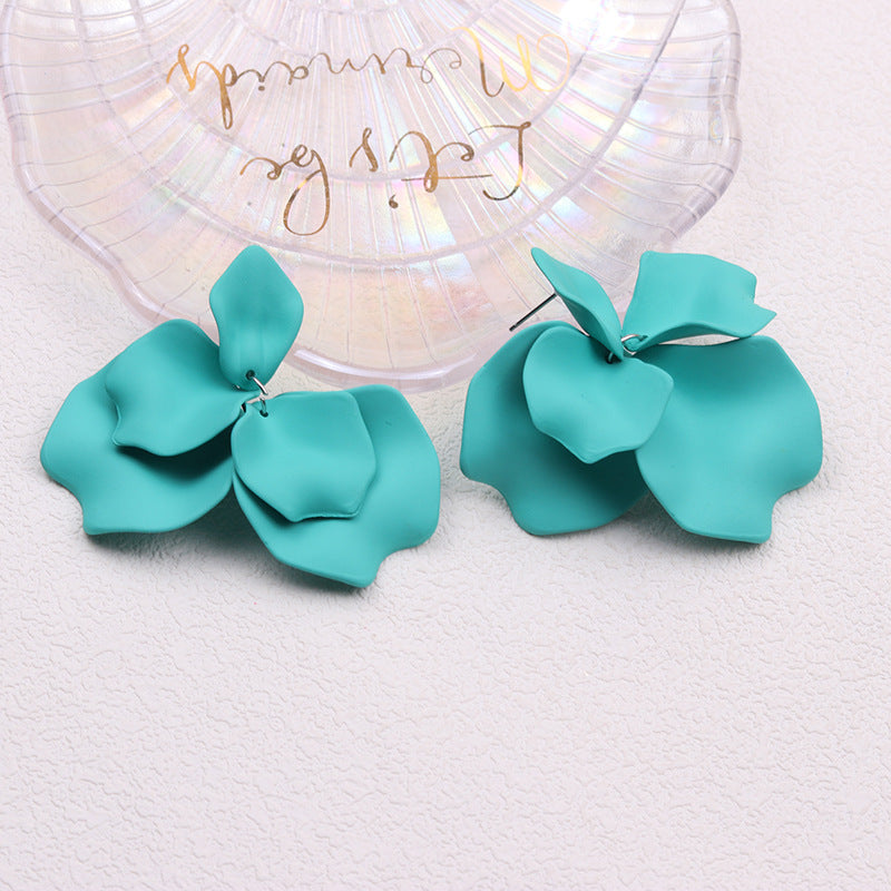 Wholesale Bohemian Style Petal Tassel Acrylic Earrings Pleated Candy Color Earrings