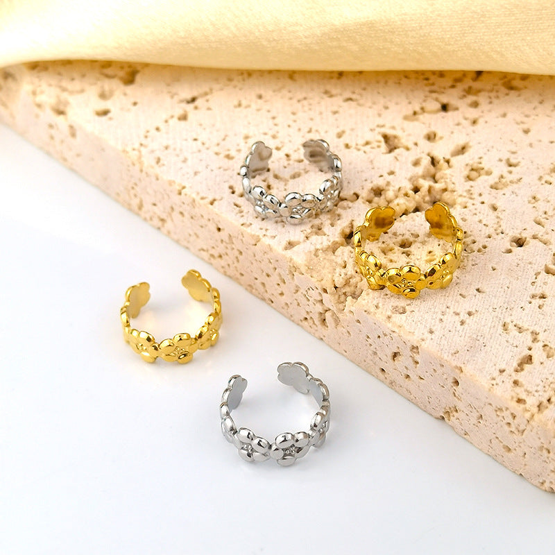 Wholesale Vintage 18K Gold Plated Open Adjustable Stainless Steel Rings