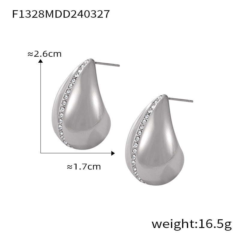 Wholesale Gold-plated Titanium Steel Drop-shaped Earrings Vintage Earrings ACC-ES-OMK001