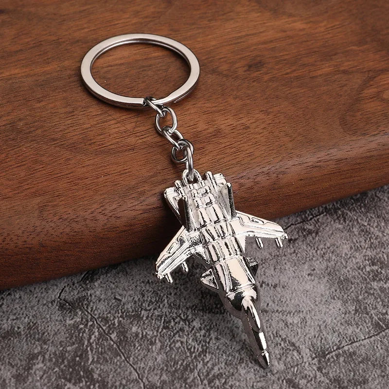 Wholesale Creative Metal Airplane Keychain Fighter Plane Key Pendant