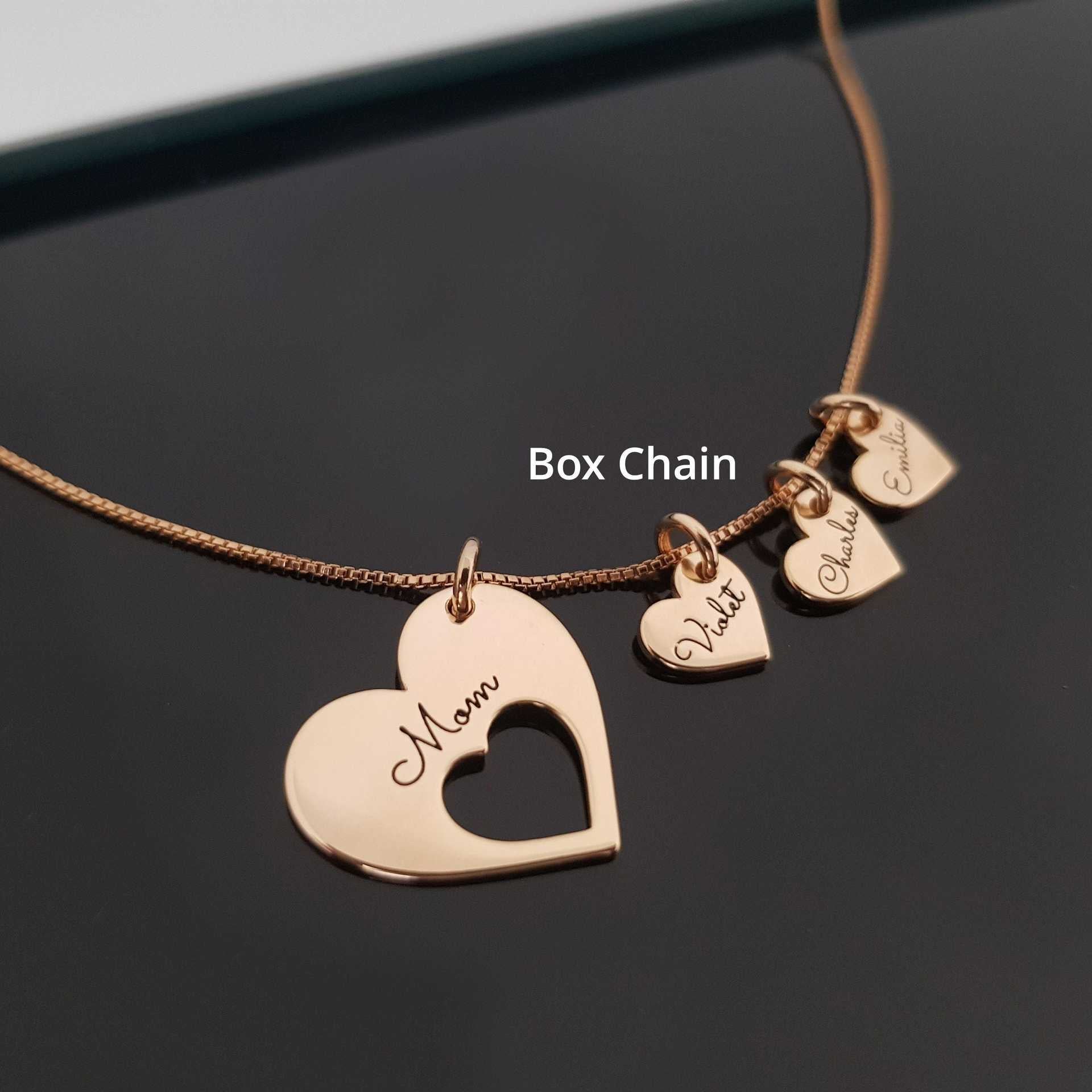 Wholesale Heart-Shaped Stainless Steel Engraved Name Pendant Necklace Jewelry Gift for Mom