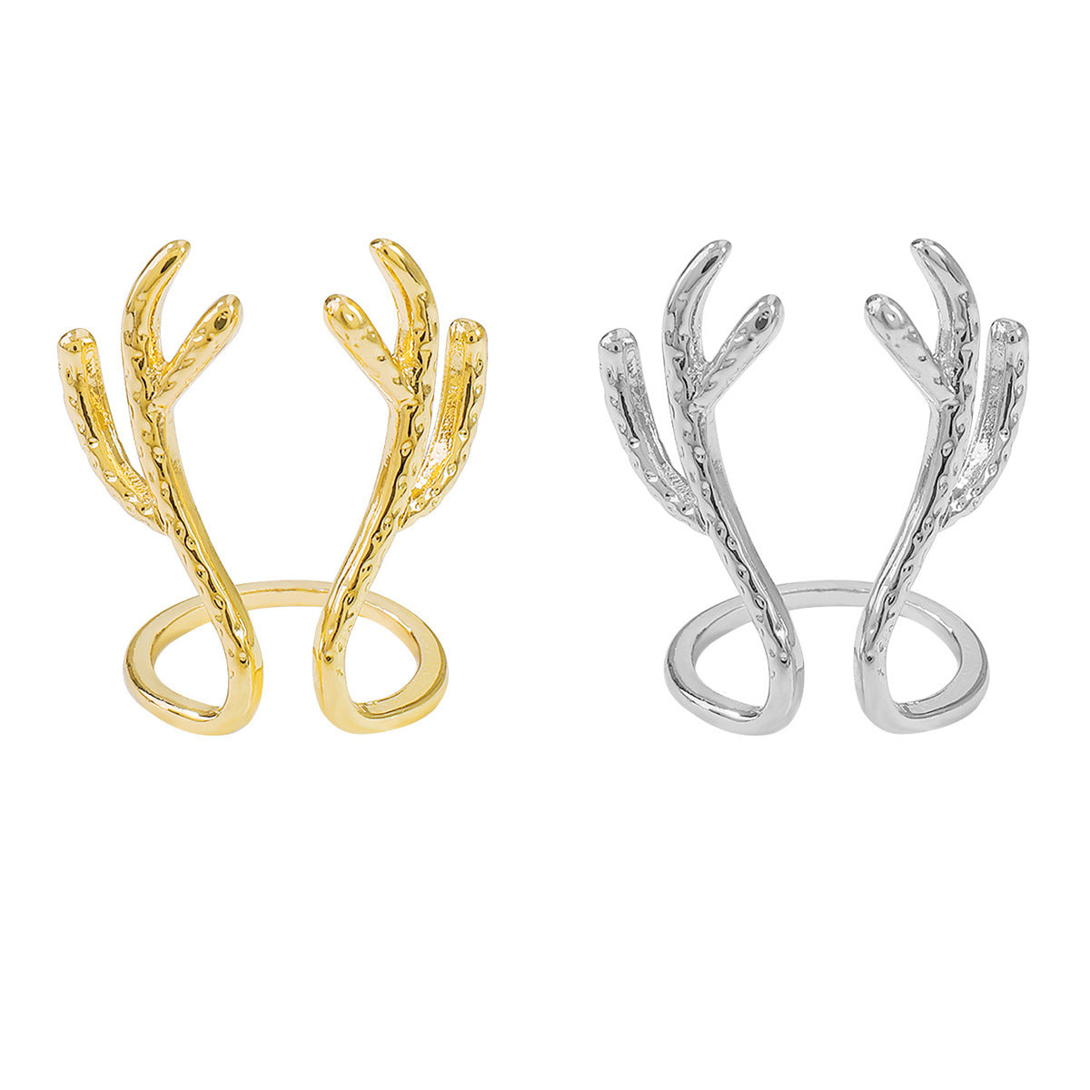 Wholesale Exaggerated  Design Antler Wings Opening Ring Two-piece Simple  Ring