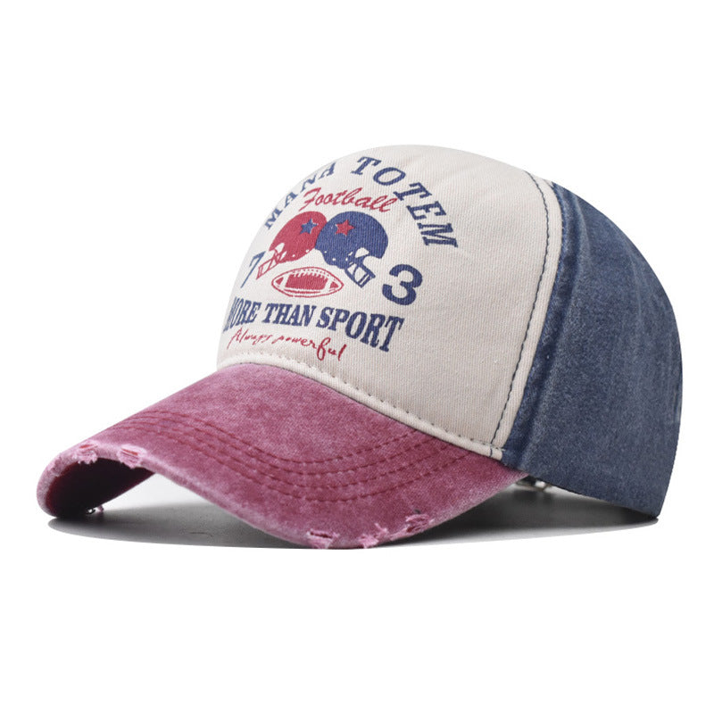 Wholesale  denim washed distressed baseball cap letter printing baseball cap