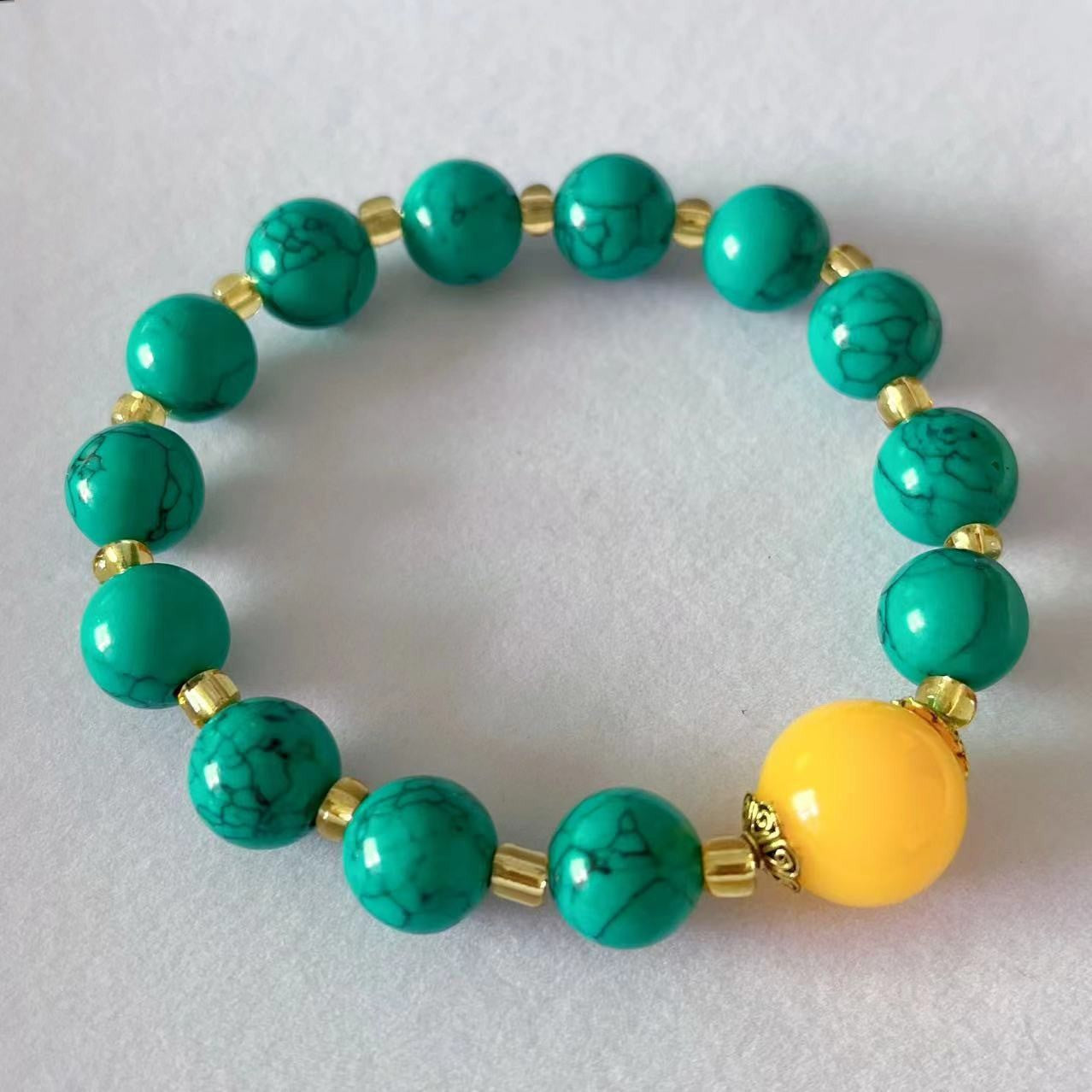 Wholesale Fashion Tibetan Style Beaded Bracelet,  Imitation Turquoise with Fu Charm,  Unisex Jewelry Accessory