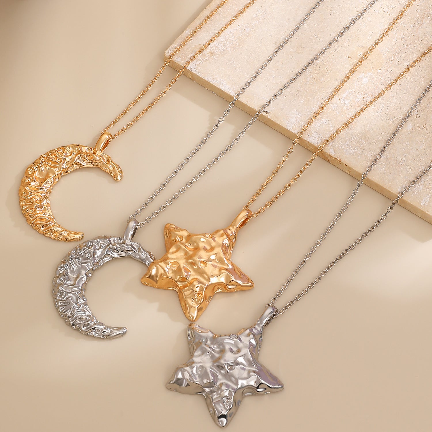 Wholesale  exaggerated star and moon pendant  necklace