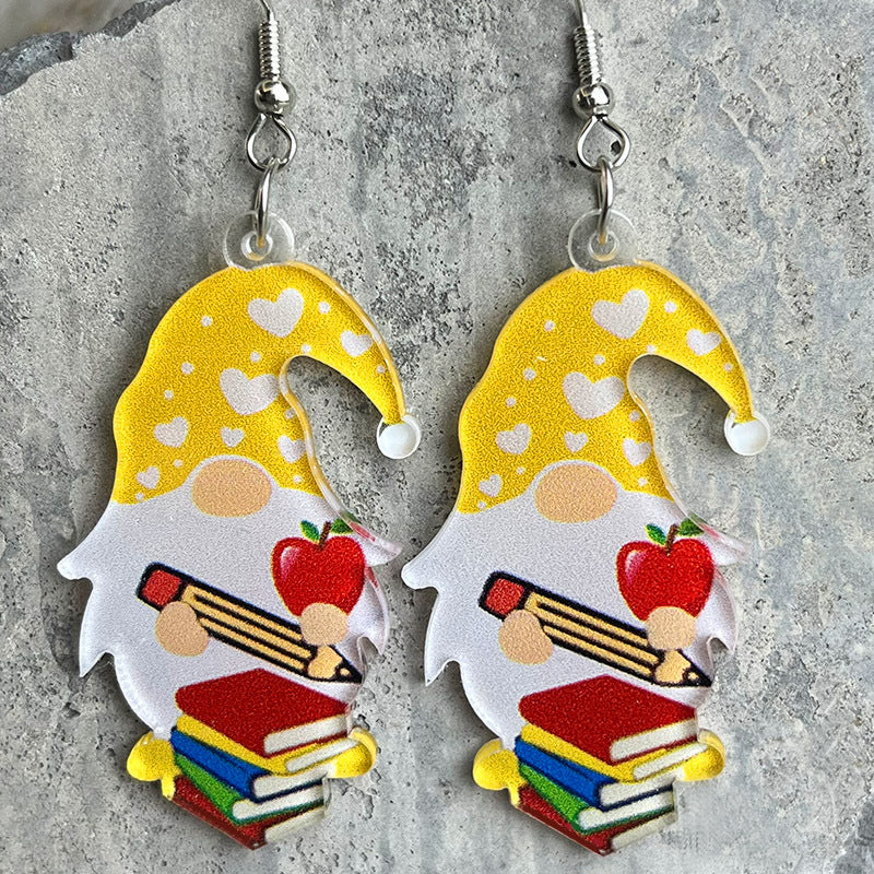 Wholesale 2 Pairs/pack Teacher Gift Coffee Cup Apple Acrylic Earrings Teacher's Day ACC-ES-HY023