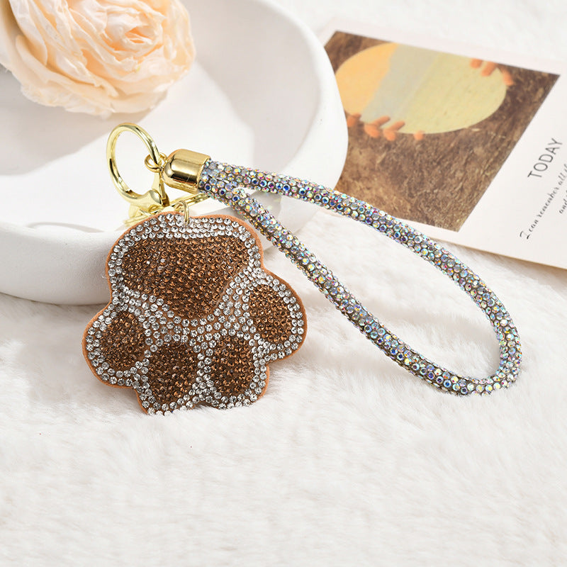 Wholesale Pink Leather Cartoon Rhinestone Keychain Bag Charm Gift