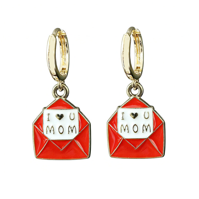 Wholesale 2 Pairs Alloy Flower Heart Earrings Mother's Day Earring Pendant Jewelry
