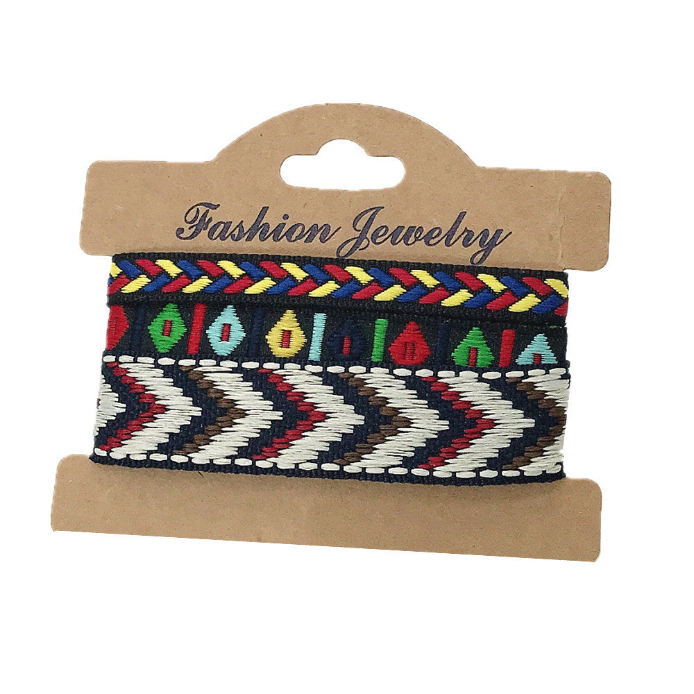 Wholesale 3 Pcs Set Hot Sale Retro Ethnic Bohemian Hand Rope Nepal Colorful Woven Bracelet Jewelry