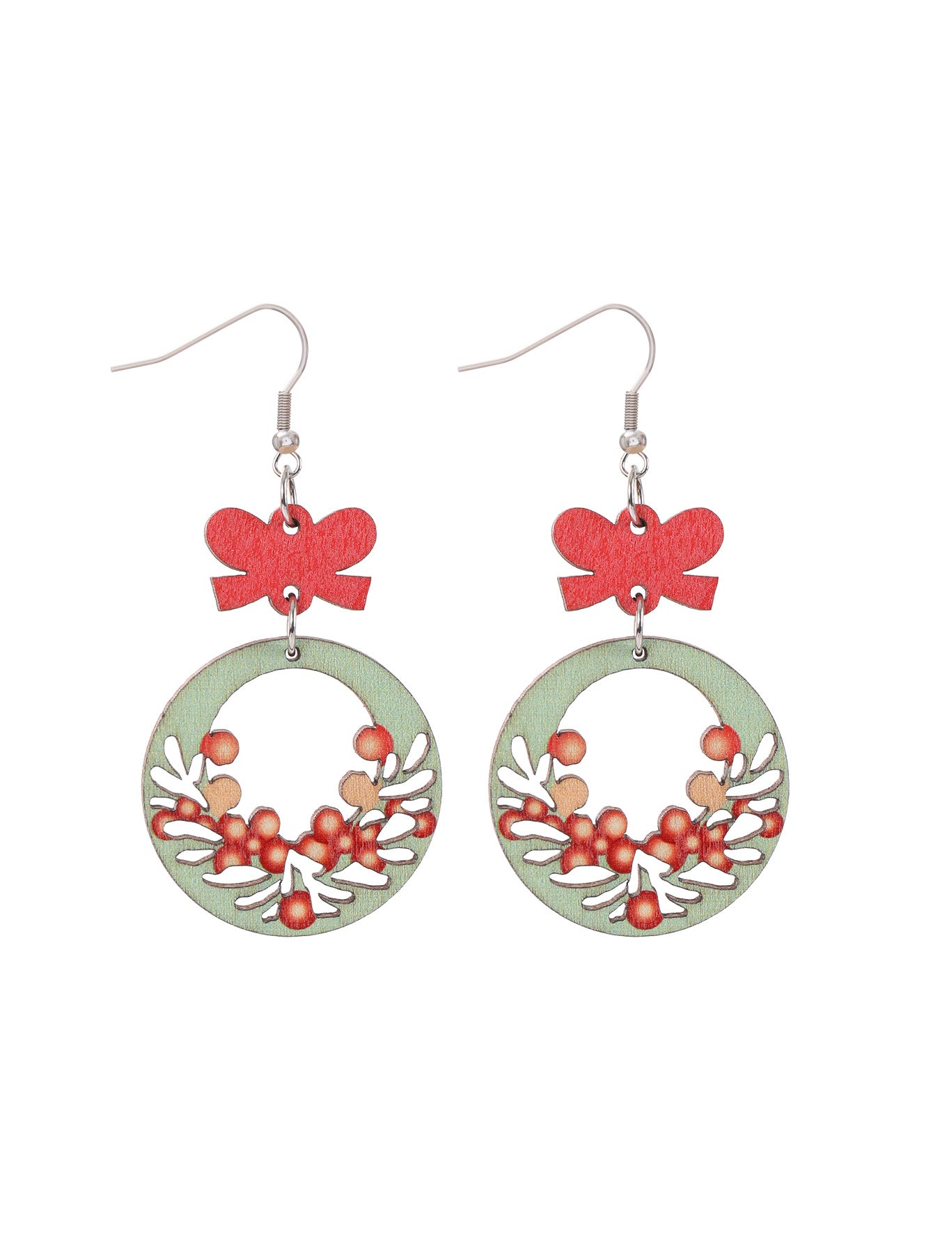 Wholesale Christmas Party Cute Snowman Christmas Tree Cartoon Wooden Earrings