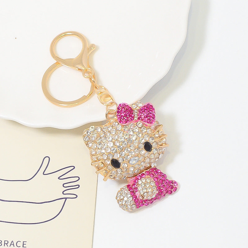 Wholesale Rhinestone cat car keychain