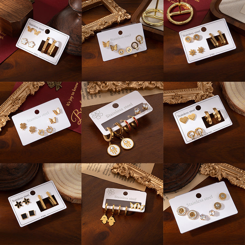 Wholesale Stylish Titanium Steel Love Earrings Set Fashion Jewelry for Party Wear