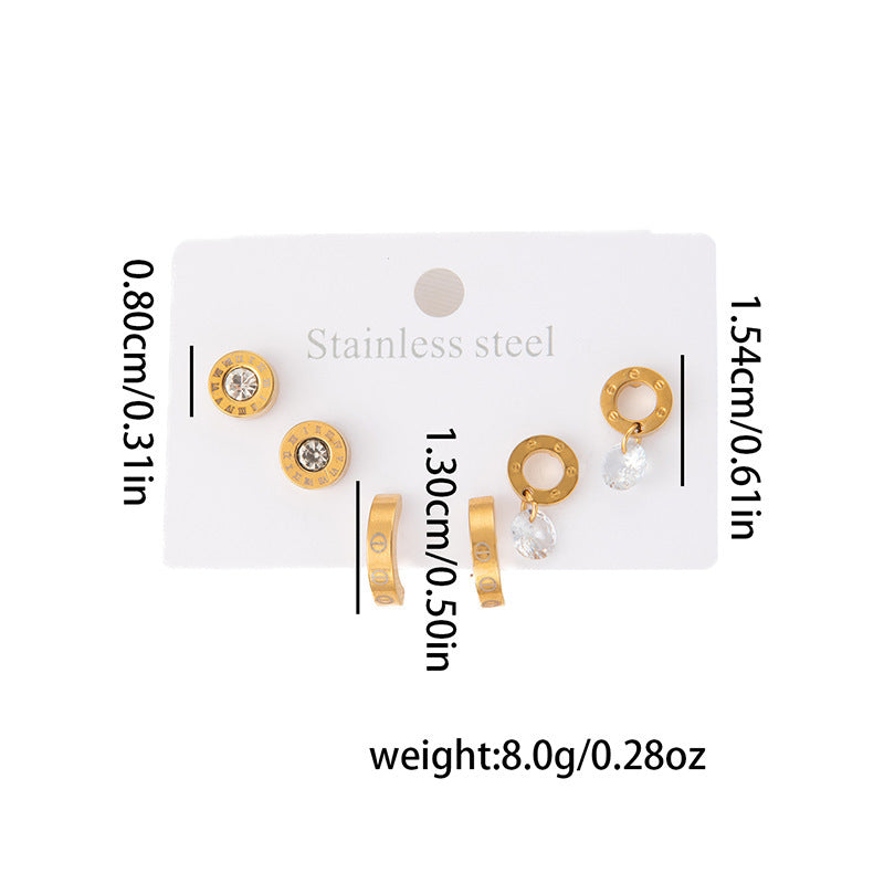 Wholesale Stylish Titanium Steel Love Earrings Set Fashion Jewelry for Party Wear