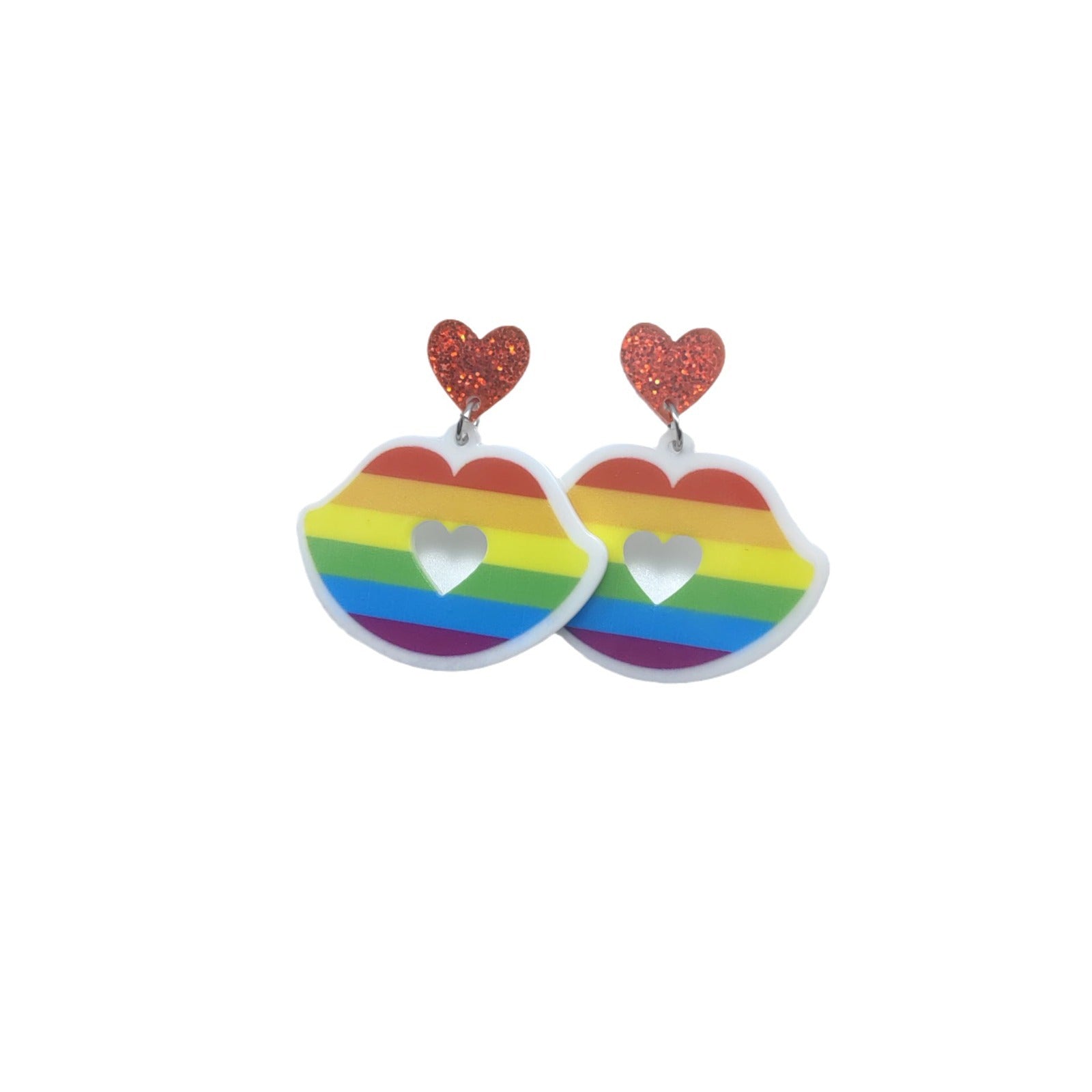 Wholesale Rainbow Earrings Silver Needle Love Earrings Heart Earrings Acrylic Earrings ACC-ES-Mindin006