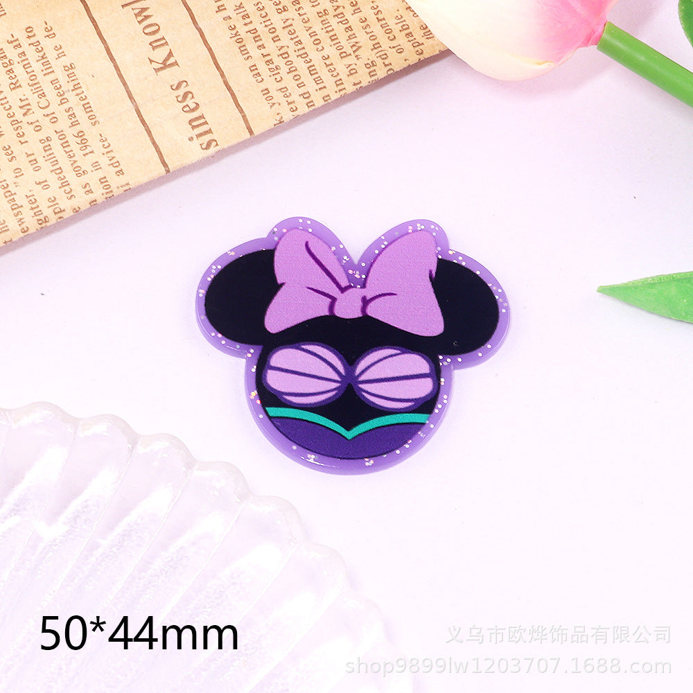 Wholesale 10pcs DIY Flatback Cartoon  Acrylic Flatback Badge Reels Retractable Keychain DIY Accessories