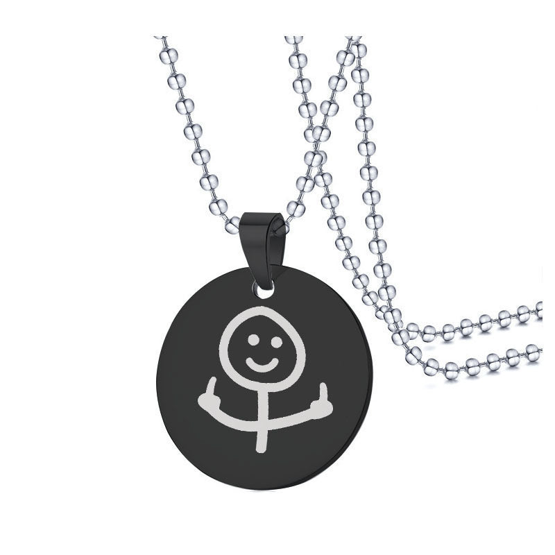 Wholesale Stainless Steel Funny Graffiti Stickman Keychains Necklace