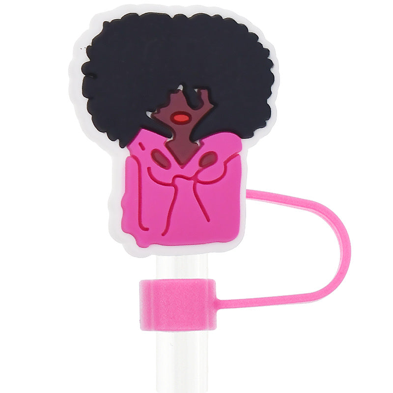 Wholesale  Random 100pcs Black Series 10mm PVC Soft Straw Tube Cap