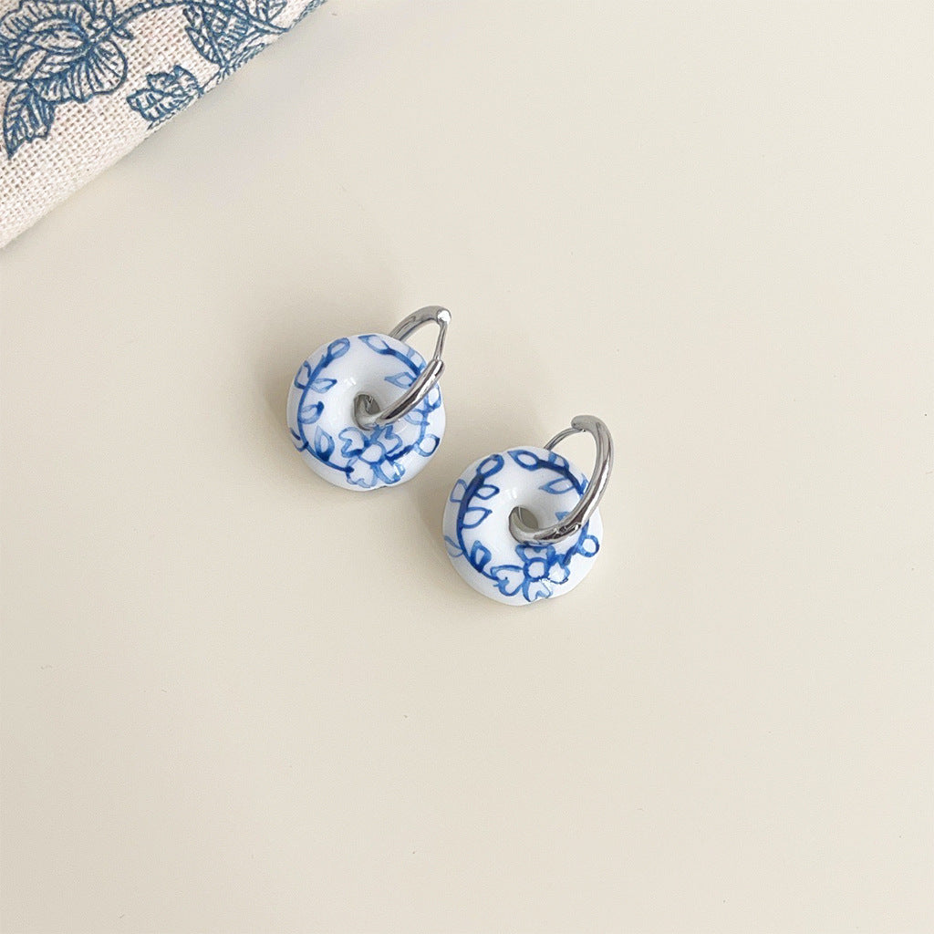 Wholesale Blue and white porcelain series earrings