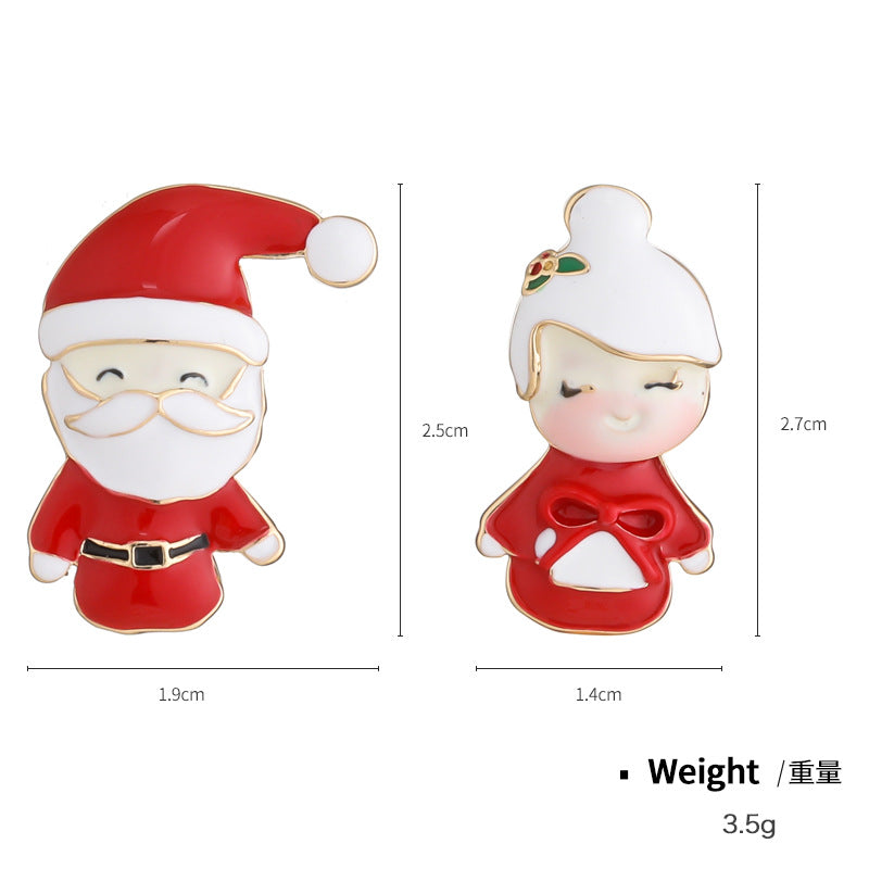 Wholesale Christmas Santa Claus Oil Drop Diamond Pendant Earrings Necklace Set ACC-NE-KJ006